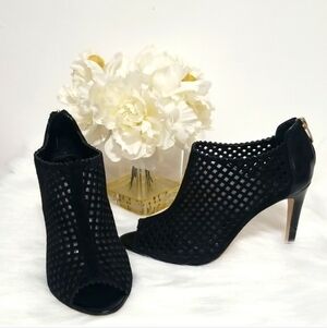 Marc Fisher 'Peddle' Black Cutout Peep Toe Heeled Booties